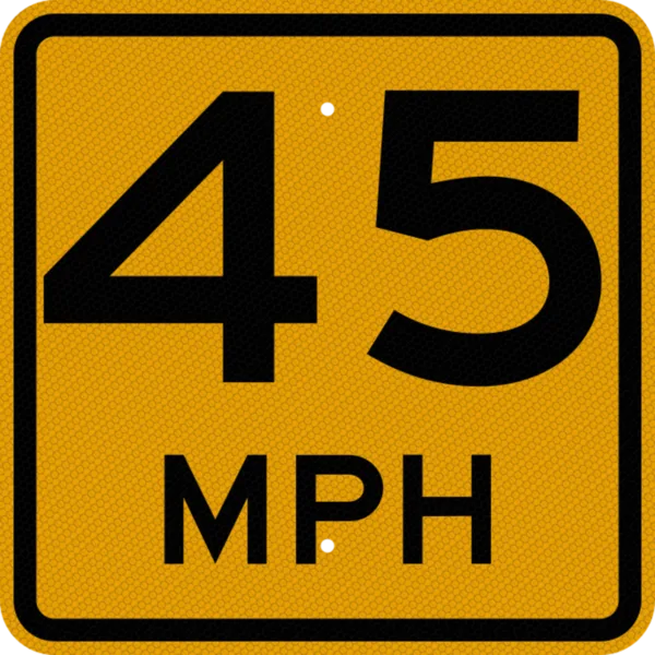 MUTCD W13-1P sign, 18x18, front view