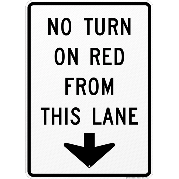 No Turn On Red From This Lane With Arrow Sign