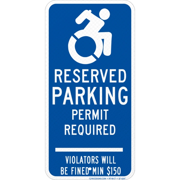 Connecticut Handicapped Parking Permit Required Violators Will Be Fined Sign