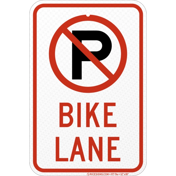 No Parking Bike Lane Symbol Sign