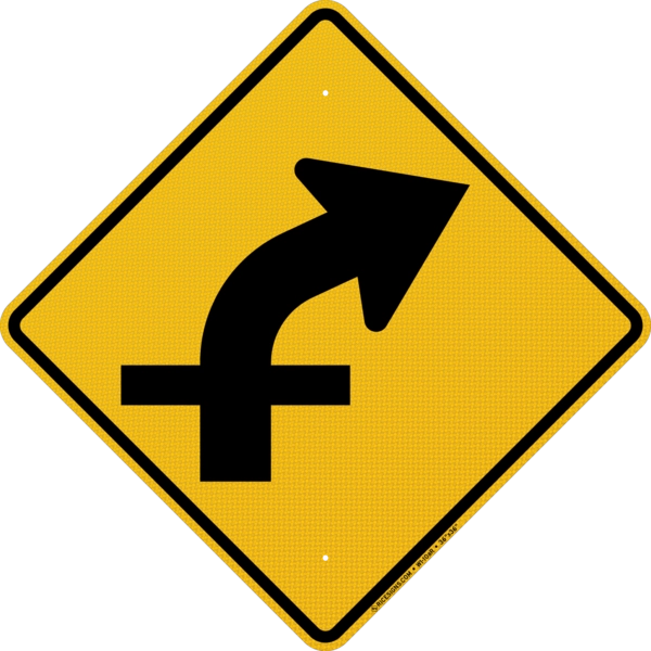 Right Curve With Side Road Style A Sign