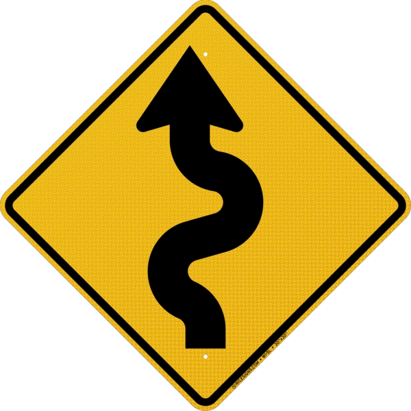 Winding Road Left Sign