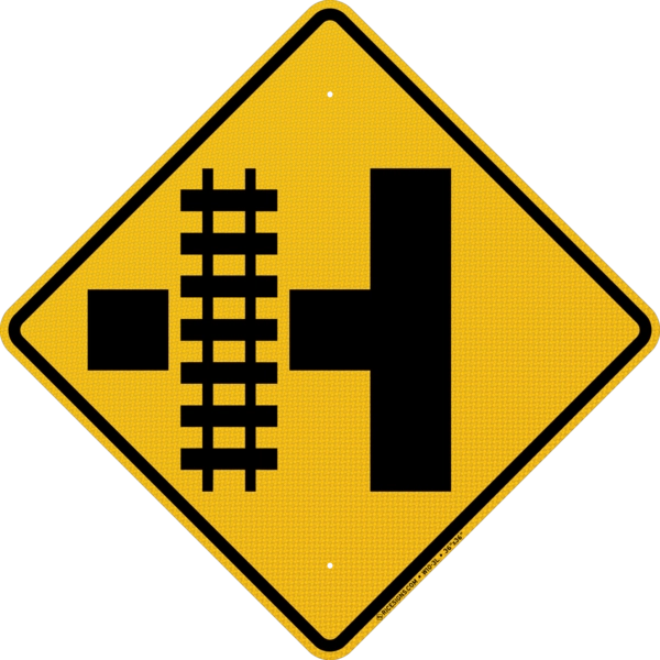 Left Side Road With Railroad Tracks Sign