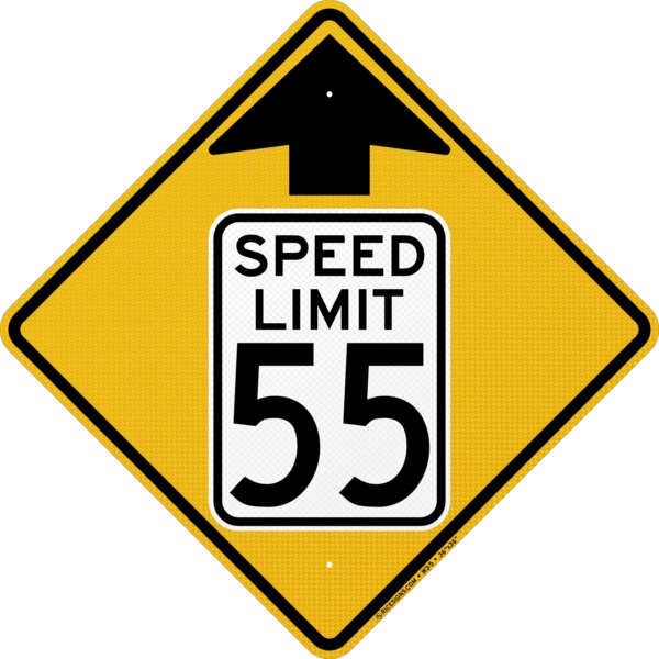 Speed Reduction Symbol With Speed Limit Sign