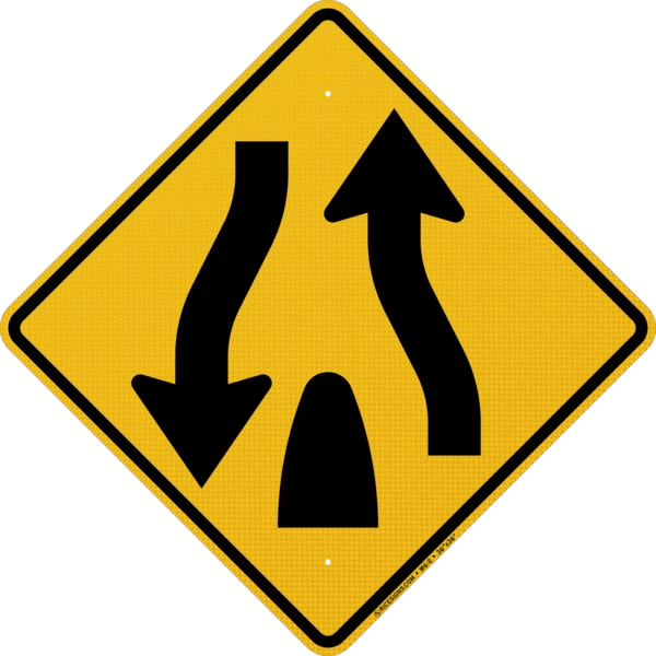 Divided Highway Ends Sign