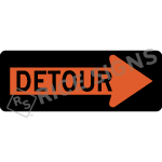 Detour Right (enclosed in arrow) sign