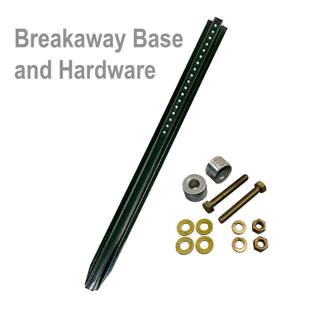 3.5 Foot - 2# Per Foot Green U-Channel Sign Post with Breakaway Nuts, Bolts, and Spacers