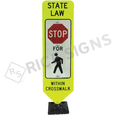 Bolt Down In Street Stop For Pedestrian Within Crosswalk Sign