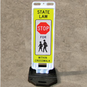 Portable In Street Stop For Children Within Crosswalk Sign
