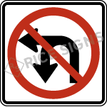 No U-turn Or Left Turn Sign