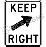Keep Right Angle Arrow Sign
