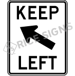Keep Left Angle Arrow Sign