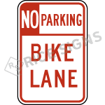 No Parking Bike Lane Sign