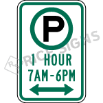 1 Hour Pay Parking With Time Range Sign