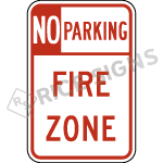 No Parking Fire Zone Style A Signs
