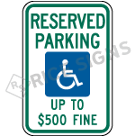 West Virginia Reserved Parking Up To 500 Fine Sign