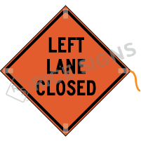 Left Lane Closed roll-up sign