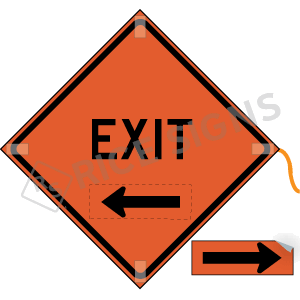 Exit With Reversible Arrow Roll-up Sign