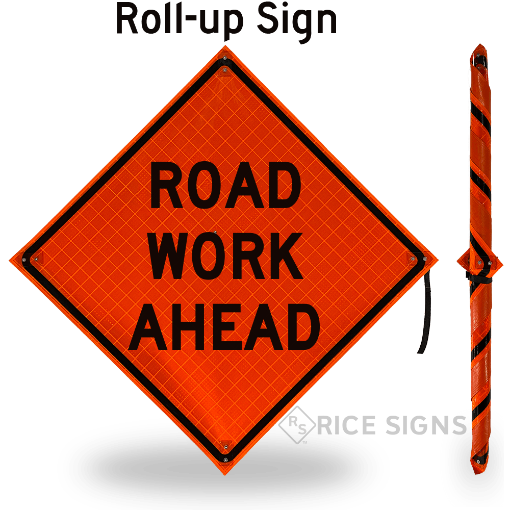 Road Work Ahead Roll-up Sign