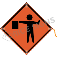 Flagger Ahead Symbol roll-up sign