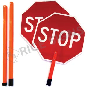 Stop/Stop Paddle with (3) Piece Breakdown 6 Foot ABS Plastic Staff Signs