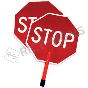 Stop/Stop Paddle with 15" Handheld ABS Plastic Staff Signs