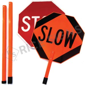 Stop/Slow Paddle with (3) Piece Breakdown 6 Foot ABS Plastic Staff Signs