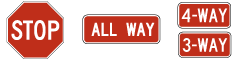 All Way, 3-Way, and 4-Way Stop Signs