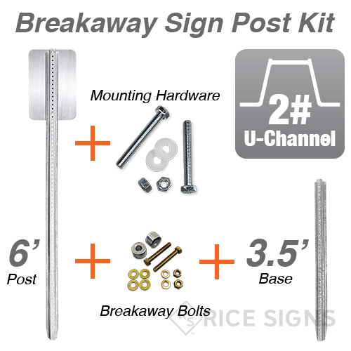 6 Ft Breakaway Post Kit - 2# Galvanized U-Channel