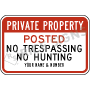 Private Property Posted No Trespassing No Hunting Signs