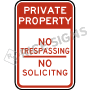 Private Property No Trespassing No Soliciting Signs