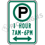 1 Hour Pay Parking with Time Range Signs