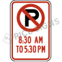 No Parking Time Range Symbol Signs