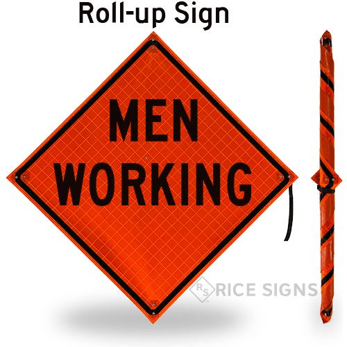 Men Working (words) Roll-Up Signs