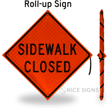 Sidewalk Closed Roll-Up Signs