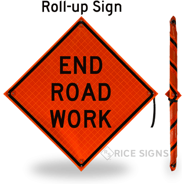 End Road Work Roll-Up Signs