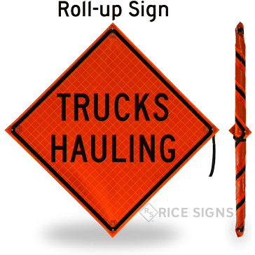 Trucks Hauling Roll-Up Signs
