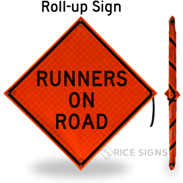 Runners on Road Roll-Up Signs