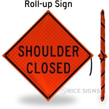 Shoulder Closed Roll-Up Signs