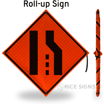 Right Lane Ends (symbol) Roll-Up Signs