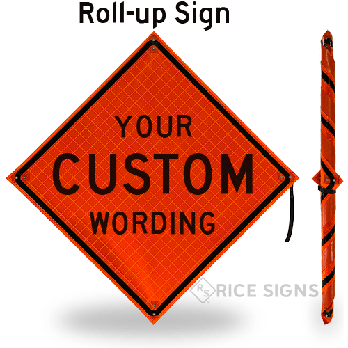 Custom Wording - Orange Roll-Up Signs