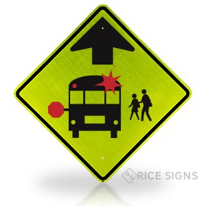 School Bus Stop Ahead Symbol Signs