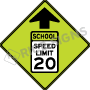 School Speed Reduction Symbol With Speed Limit Signs