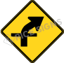 Right Curve With Side Road Style A Signs