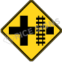 Cross Road With Railroad Tracks Right Signs