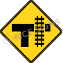 T Intersection With Railroad Tracks Right Signs