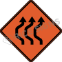 Double Reverse Curve Left Three Lanes Signs