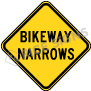 Bikeway Narrows Signs