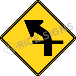 Left Curve With Side Road Style A Sign