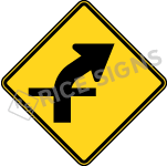 Right Curve With Side Road Style A Sign